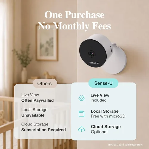 Vista 6 de Sense-U Monitor inteligente para bebés, cámara interior de 2.5K