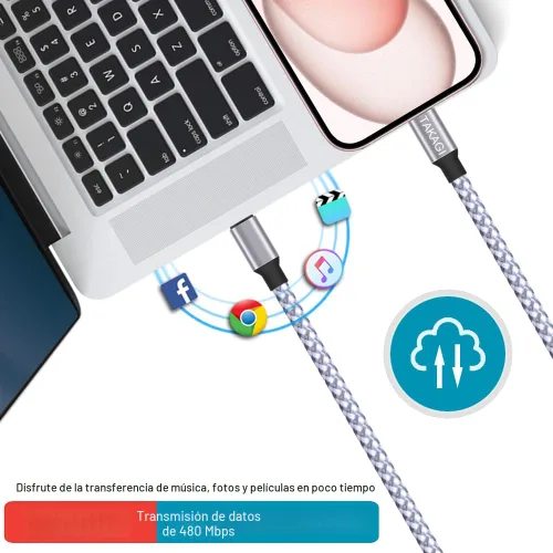 Vista 5 de Cable USB C a USB C, cargador tipo C, cable de carga rápida de 60 W, 3 pies, paquete de 3 Nylon Braided Data Sync SCSI Cable for iPhone 18 Pro