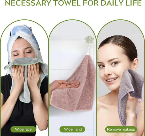 Vista 8 de SINLAND Toallas Faciales de Microfibra Ultra Suaves Paños de Lavado Faciales Paño Facial para Baño 12 Pulgadas x 12 Pulgadas Paquete de 6