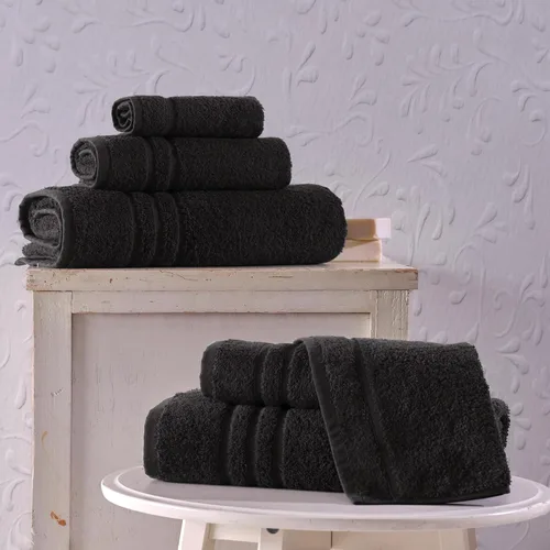 Vista 2 de Juego de 6 toallas de baño negras para baño, algodón turco original, suave, absorbente y de primera calidad, 2 toallas de baño, 2 manos y 2 toallas