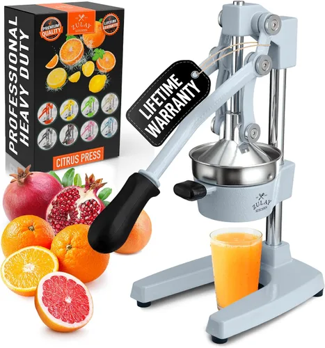 Vista 12 de Zulay Kitchen Puplerizer Exprimidor de hierro fundido 9 en 1, exprimidor manual de servicio pesado fácil de limpiar con accesorio prensatelas