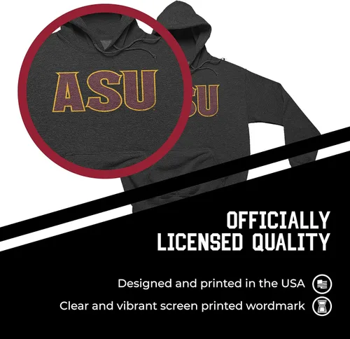 Vista 5 de Campus Colors NCAA Adult Cotton Blend Charcoal Hooded Sweatshirt - Made from Ringspun and Versatility