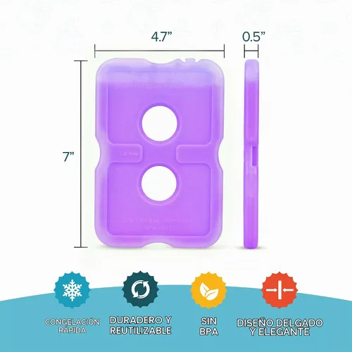 Vista 5 de Healthy Packers Ice Packs for Lunch Boxes, Slim Cooler Ice Packs Morado (paquete de 4)