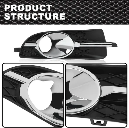 Vista 9 de CNNELL Cubierta de bisel de lámpara antiniebla compatible con Buick Lacrosse 2010 2011 2012 2013 /Compatible con Buick Allure 2010 antiniebla
