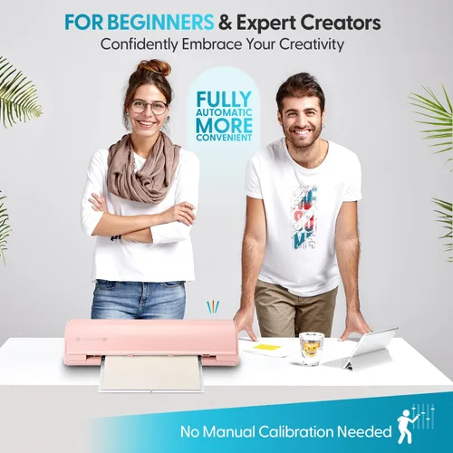 Vista 6 de Silhouette Cameo 4 Pink Bundle con kit de inicio de vinilo, kit de inicio de transferencia de calor, 2 Autoblade 2, kit de herramientas CrafterCuts