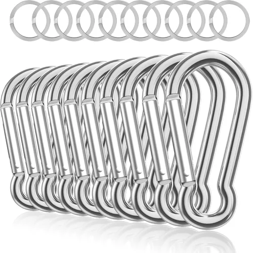 Vista 7 de Sprookber Mosquetón de aluminio, clips de caribeño, gancho de resorte para clip de llavero, juego de 10