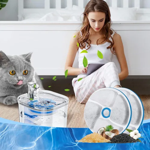 Vista 8 de Paquete de 8 + 8 filtros de fuente de agua para gatos, filtros de repuesto para fuente automática de mascotas, filtros de 4.13 pulgadas para fuente