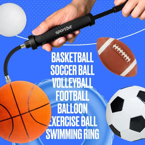 Vista 5 de SPORTBIT Basketball Pump – Ball Pump for Sports Balls with Push & Pull Inflating System – Hand Pump for Basketball, Volleyball, Soccer & Football