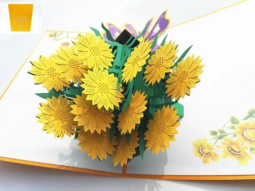 Vista 7 de Tarjetas emergentes de flores 3D, tarjeta de felicitación de flores con sobres para todas las ocasiones, 4 tarjetas de flores surtidas para Acción