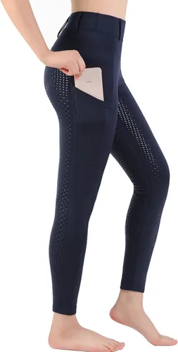 Vista 2 de Mallas de equitación para mujer, con bolsillos, pantalones de entrenamiento para mujer con agarre de silicona