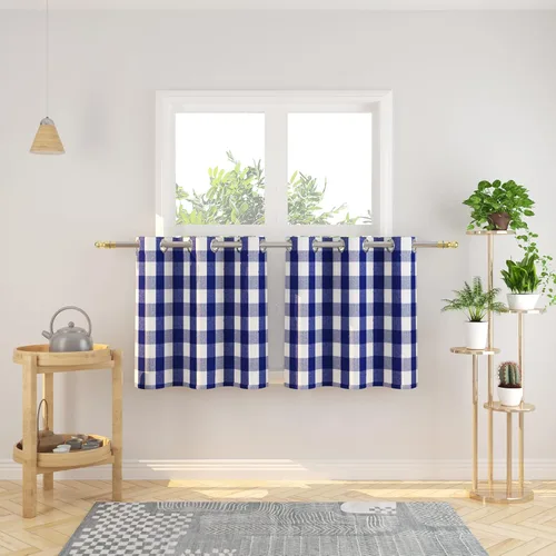 Vista 56 de Cortinas de 24 pulgadas de largo con diseño Buffalo Check Gingham Plaid para ventanas de cocina y baño, tratamiento para ventanas con 2 paneles