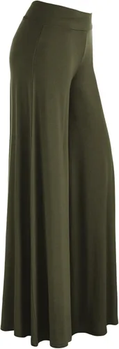 Vista 63 de Made By Johnny Pantalones palazzo elásticos de pierna ancha para mujer, lisos, casuales, cómodos