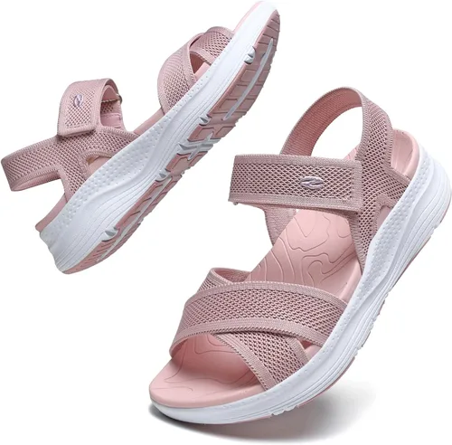 Vista 9 de Bravover Sandalias ortopédicas para caminar para mujer, cómodas, con soporte de arco para fascitis plantar, con correa ajustable ultraligera
