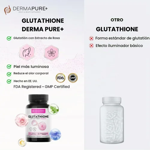 Vista 9 de Dermapure - Píldoras blanqueadoras de glutatión 2 en 1, 600 mg con extracto de aceite de rosa, suplemento para aclarar la piel y desodorante 1 box