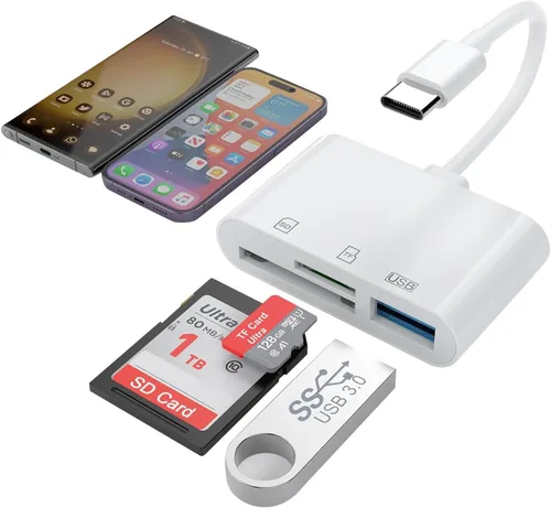 Vista 8 de [Certificado MFi de Apple] Lector de tarjetas SD para iPhone, lector SD 4 en 1 con doble ranura para MicroSD/TF, tarjeta de memoria de fotografía