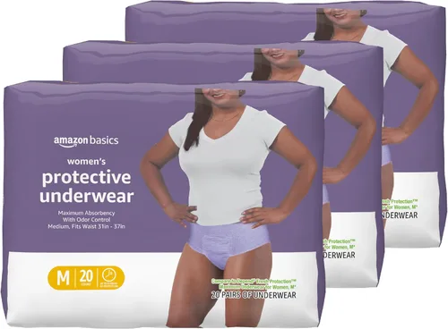 Vista 14 de Amazon Basics - Ropa interior protectora para mujer, para incontinencia y posparto, máxima absorción, talla S, lavanda, 24