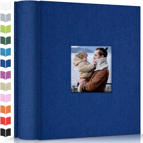 Vista 38 de Álbum de fotos Artfeel 4x6 con 100 bolsillos, álbumes de fotos deslizables, libro de memorias con cubierta de lino y ventana frontal, libro de fotos