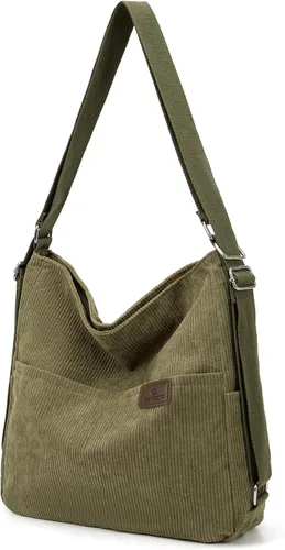Vista 10 de Mochila Tote Bolso Bandolera de Pana para Mujer, Bolsos de Hombro Convertibles, Bolso de Mano de Diseñador para Universidad, Trabajo