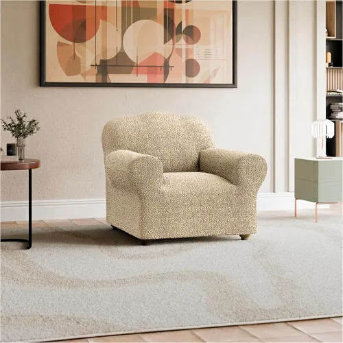 Vista 2 de PAULATO BY GA.I.CO. Funda elástica para sillón – Funda de sofá – Funda de sofá biplaza – Protector lavable de ajuste de forma de 1 pieza para Beige