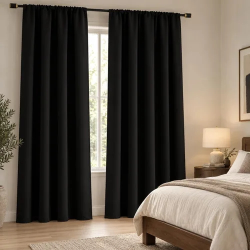 Vista 21 de IGEMAEVE Cortinas opacas para dormitorio, color beige, 52 pulgadas de ancho