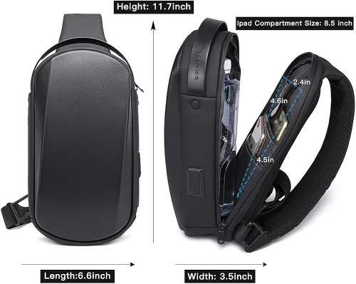 Vista 5 de BANGE Bolso bandolera impermeable para senderismo y viajes, mochila cruzada de protección segura