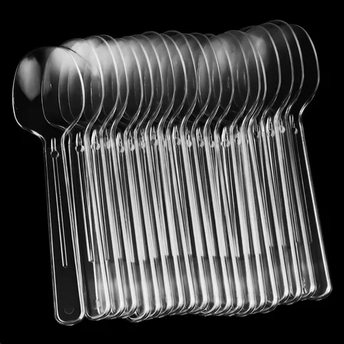 Vista 6 de Paquete de 200 cucharas de plástico transparente de 4 pulgadas, mini cucharas de postre, vajilla pequeña de plástico transparente para cocina