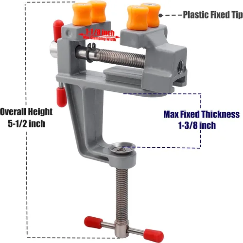 Vista 4 de Yakamoz Mini tornillo de banco para mesa pequeña, abrazadera de tornillo de banco, prensa de tornillo de banco de trabajo para fabricación de joyas