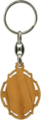 Vista 2 de RosaryMart Olive Wood Catholic Saints Keychain for Men and Women