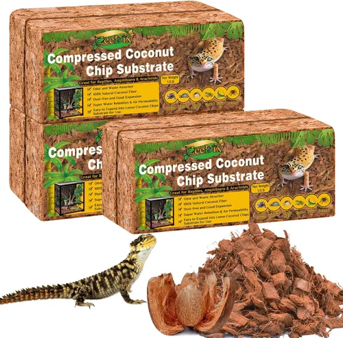 Vista 7 de ZeeDix - Chips de cáscara de coco orgánico para reptiles, sustrato de chips de coco para cama de serpiente, chips de fibra de coco para reptiles