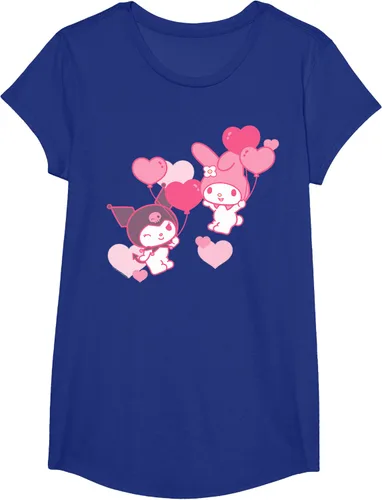 Vista 29 de Camiseta de My Melody y Kuromi con corazones del Día de San Valentín Negro