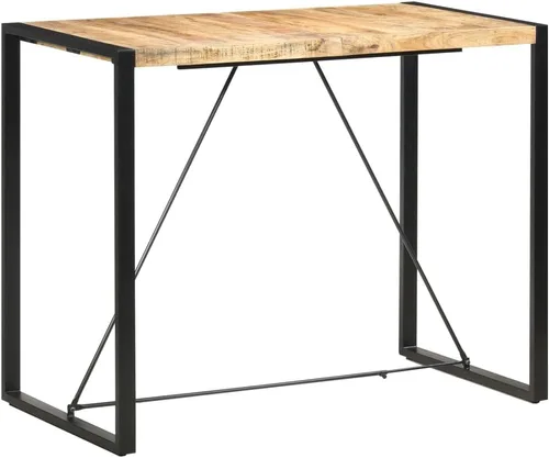 Vista 13 de Industrial Bar Table Solid Reclaimed Wood and Iron Frame Counter Height 43.3 Inch Narrow Design for Small Spaces Indoor Outdoor Use Dining Room