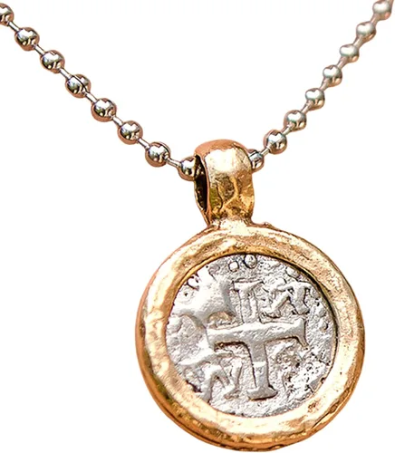 Vista 4 de Collar de acero inoxidable ajustable con medallón de cruz de plata vintage, Adjustable, Metal, no conocido