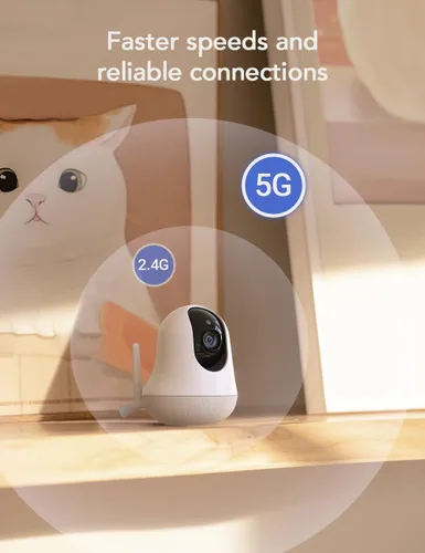 Vista 5 de nooie Monitor de bebé 5G mejorado con WiFi, monitor de cámara de bebé 2K, panorámica e inclinación de 360 grados, visión nocturna HD, sensor