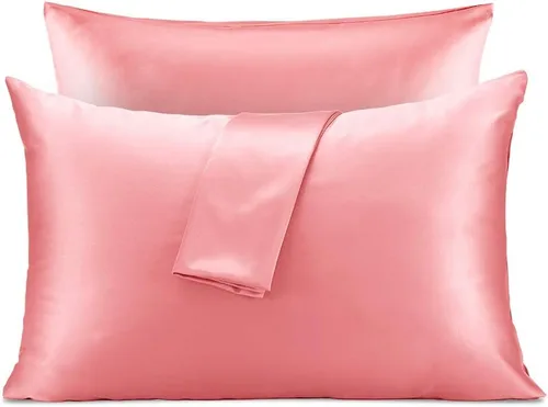 Vista 8 de SLEEP ZONE - Juego de 2 fundas de almohada de satén con control de temperatura para pelo y piel estándar, Queen, King. Funda de almohada.