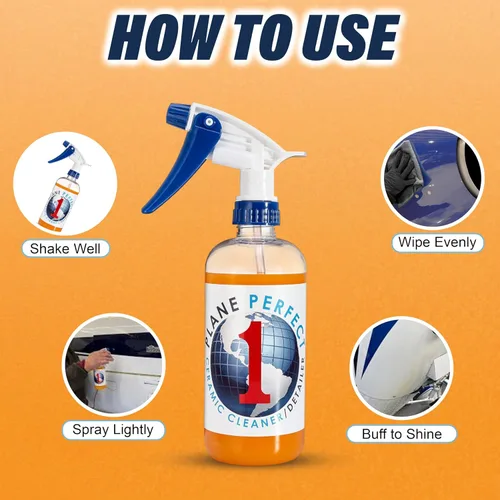 Vista 5 de Plane Perfect 1 revestimiento de cerámica SiO2 de grado aeronáutico – Spray detallador rápido de alto brillo – Sin agua, protección hidrofóbica