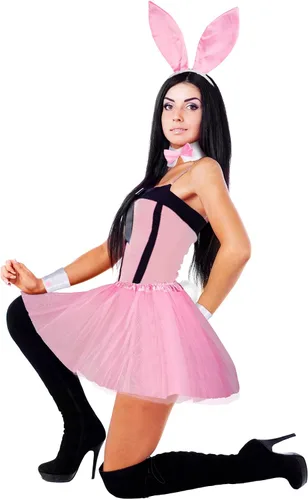 Vista 5 de SATINIOR Conjunto de accesorios para disfraz de conejo para mujer, diadema con orejas de conejo, puños, corbatín para cuello, cola de conejo