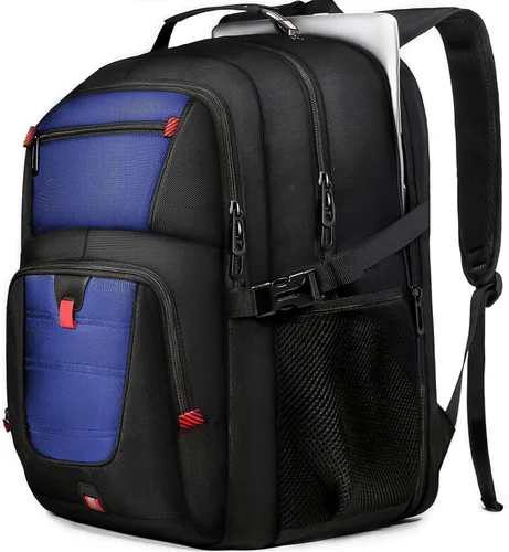 Vista 7 de Z-MGKISS Mochila de viaje, mochila grande de viaje para laptop para hombres y mujeres con mochila comercial aprobada por la aerolínea TSA, Negro