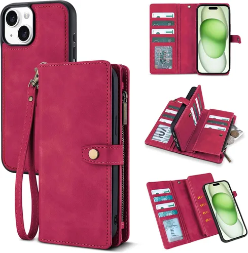 Vista 12 de TwoHead Funda tipo cartera para iPhone 12 Pro Max con tarjetero, funda magnética desmontable para teléfono 12 Pro Max, piel sintética, a prueba