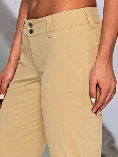 Vista 2 de Flamingals Women's Casual Flap Pocket Cargo Pants Button Front Wide Leg Baggy Jeans
