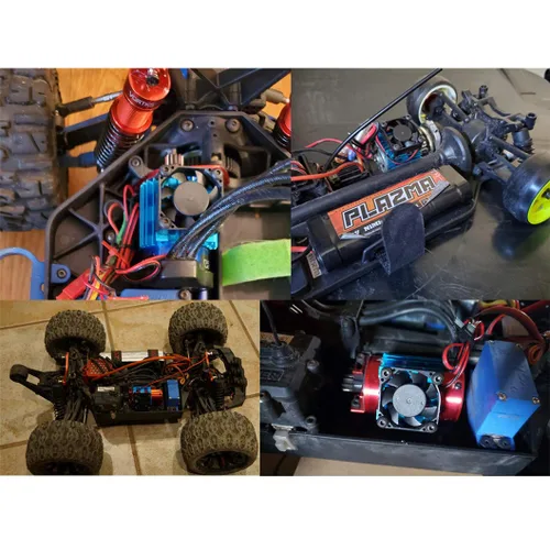 Vista 7 de Disipador de calor de motor eléctrico RC de aleación de aluminio con ventilador de enfriamiento de 5 V para 1/8 1/10 RC Car Truck Buggy Crawler 540