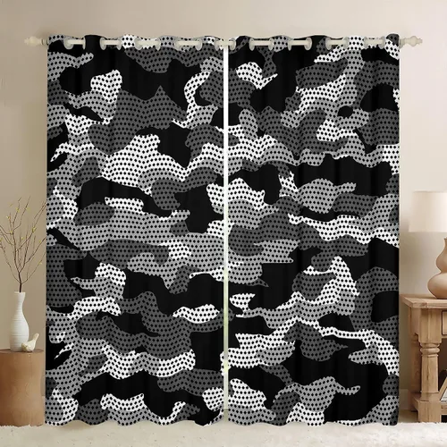 Vista 9 de Erosebridal Cortinas y cortinas de camuflaje para niños, adolescentes, jóvenes, adultos, hombres, decoración de dormitorio, cortinas opacas