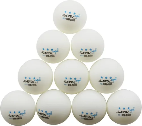Vista 2 de Mapol - Pelotas de tenis de mesa (50 unidades, 3 estrellas), color blanco, pelotas premium para entrenamiento de ping pong