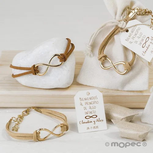 Vista 3 de Mopec - Pulseras de piel con símbolo del infinito (4 unidades), color marrón