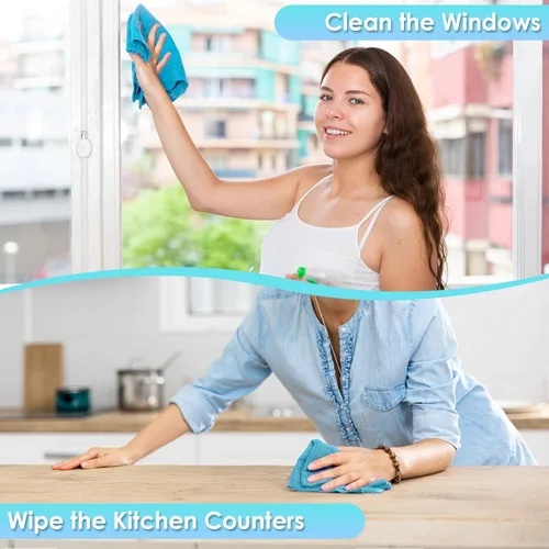 Vista 6 de Paquete de 65 toallas de microfibra en un rollo de 10 x 10 pulgadas, reutilizables, lavables, paños de microfibra de papel, trapos absorbentes