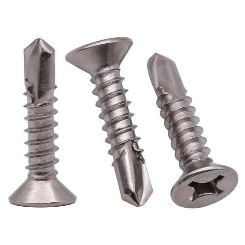 Vista 13 de Tornillos de chapa de cabeza plana Phillips #6 x 1, tornillos autoperforantes de acero inoxidable 410 para metal, cabeza avellanada, Phillips Drive