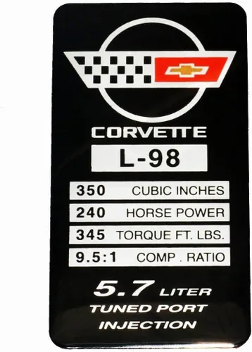 Vista 3 de 1 placa de identificación de motor C4 Corvette 1987 L98, placa de datos de metal, placa de identificación 3D, repuesto para Corvette
