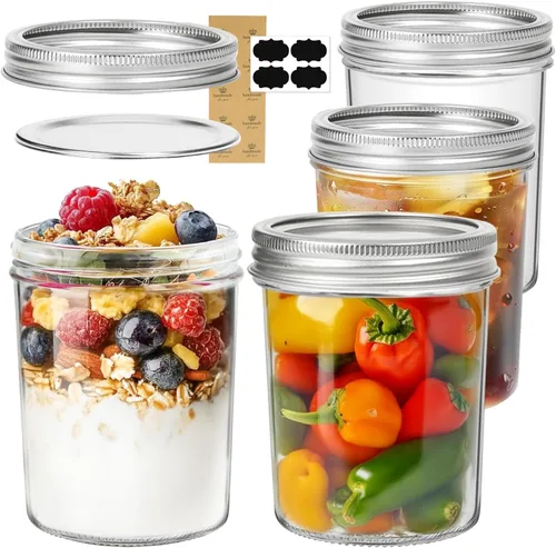Vista 21 de ComSaf Frascos Mason Pequeños de 2 oz, 48 Piezas Mini Contenedores Mason, Frascos Pequeños para Conservas, Mini Frasco de Vidrio con Tapas