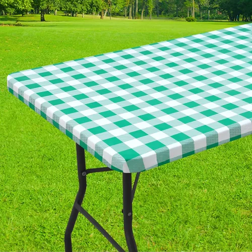 Vista 21 de Smiry Mantel cuadrado de pícnic, manteles de vinilo elásticos impermeables, fundas de mesa de lana cuadriculada con parte trasera de franela
