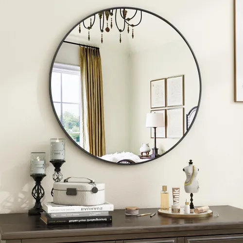 Vista 15 de VooBang Gold Round Bathroom Mirror 24", Thin Metal Frame Wall Mirror Dorado