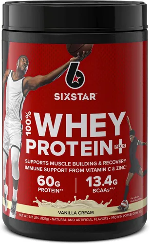 Vista 8 de Six Star Whey Protein Powder Plus - Fórmula de construcción muscular y recuperación con polvo aislado de suero de leche, BCAAs, 30g de proteína